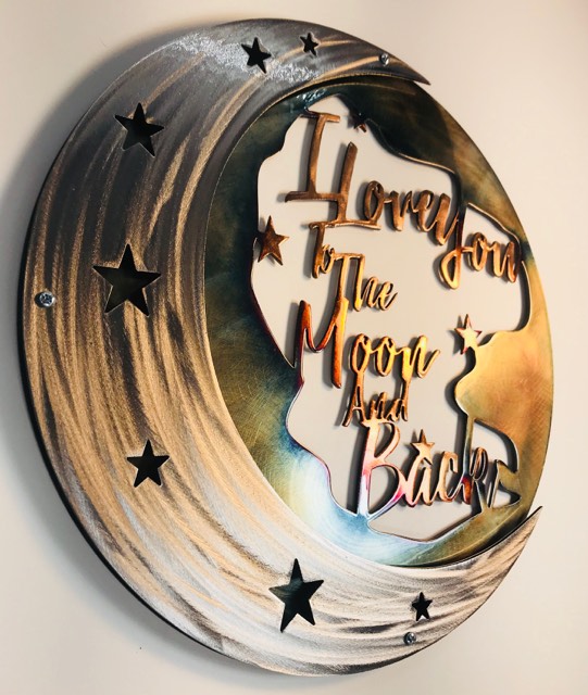 I Love You "To The Moon and Back" Metal Wall Art