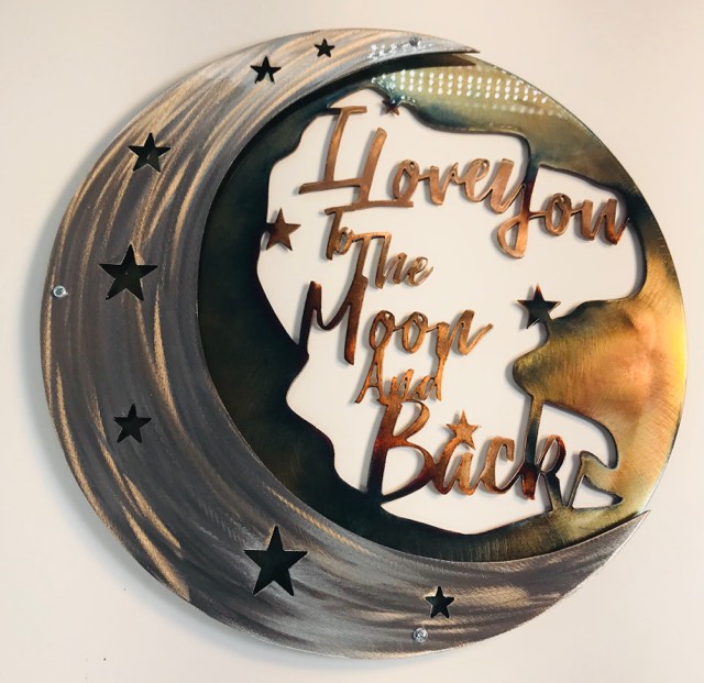I Love You "To The Moon and Back" Metal Wall Art