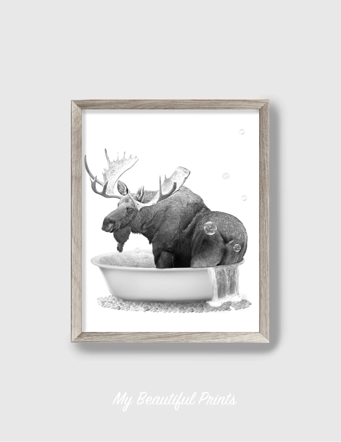 Unframed - Bathtub Woodland Animals Butt Set of 3 Print, Rustic Log Cabin Decor, Moose Wall Art, Bear Poster, Deer Bathroom Wall Art - FRAME NOT INCLUDED