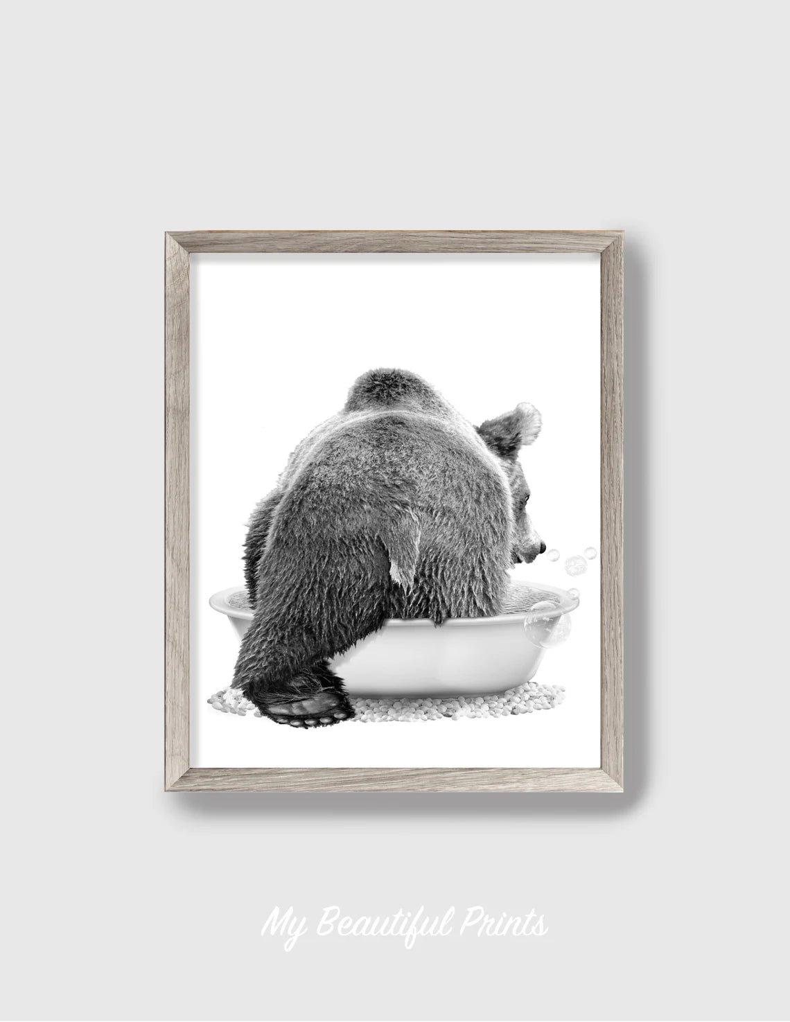 Unframed - Bathtub Woodland Animals Butt Set of 3 Print, Rustic Log Cabin Decor, Moose Wall Art, Bear Poster, Deer Bathroom Wall Art - FRAME NOT INCLUDED