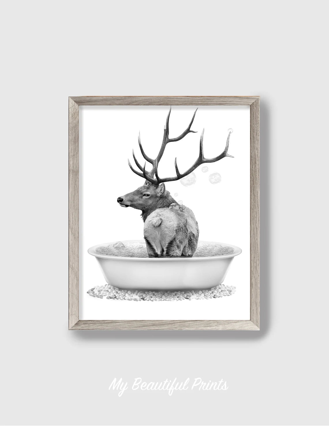 Unframed - Bathtub Woodland Animals Butt Set of 3 Print, Rustic Log Cabin Decor, Moose Wall Art, Bear Poster, Deer Bathroom Wall Art - FRAME NOT INCLUDED
