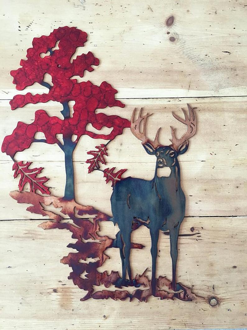 Fall Buck- Metal Wall Art - Metal Deer Wall Art - Hunting Wall Art - Deer Wall Décor - Gift for Hunter