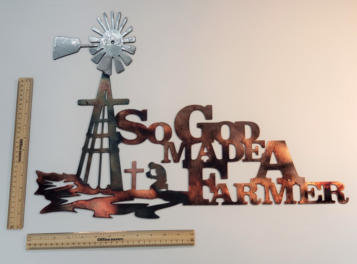 Windmill with Cross - So God Made a Farmer Metal Art